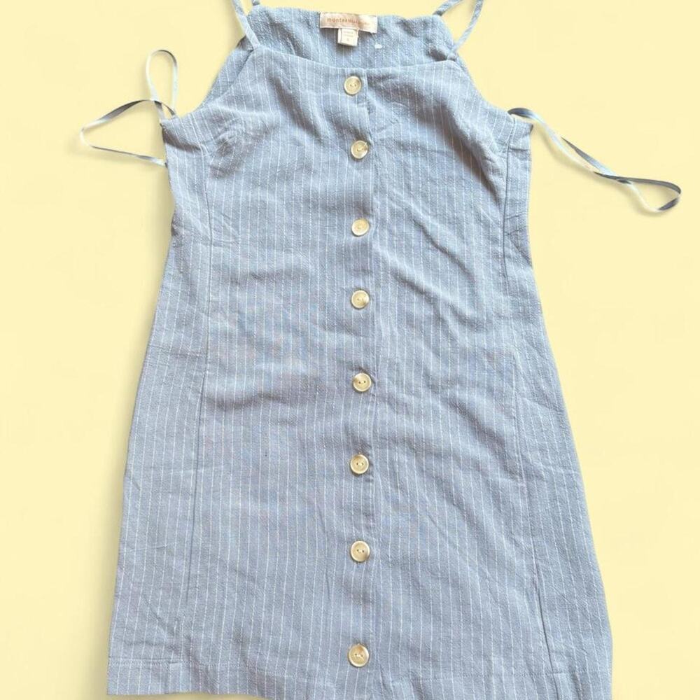 Monteau bluewhite pinstripe mini dress